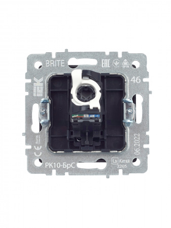 BRITE Розетка компьютерная RJ45 кат.5E РК10-БрС сталь IEK BR-K10-1-K46