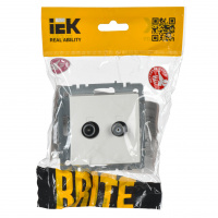 BRITE Розетка двойная TV+SAT РТВ/РСп12-БрБ белый IEK BR-AF20-O-K01