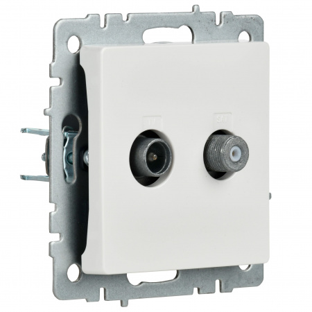 BRITE Розетка двойная TV+SAT РТВ/РСп12-БрБ белый IEK BR-AF20-O-K01