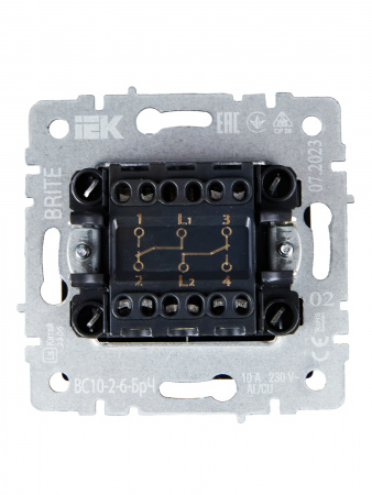 BRITE Выключатель двухклавишный проходной 10А ВС10-2-6-БрЧ черный IEK BR-V22-0-10-K02