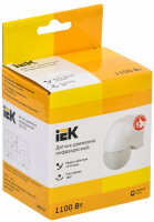 Датчик движения ДД 010 белый, макс. нагрузка 1100Вт, угол обзора 180град., дальность 10м, IP44, IEK LDD10-010-1100-001