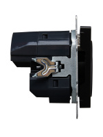 BRITE Розетка с заземлением с защитными шторками 16А с USB A+A 2.1А РЮш10-1-БрЧ черный IEK BR-R14-16-U21-D21-K02