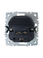 BRITE Розетка с заземлением с защитными шторками 16А с USB A+A 2.1А РЮш10-1-БрЧ черный IEK BR-R14-16-U21-D21-K02