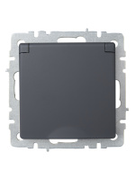 BRITE Розетка с заземлением с защитными шторками и крышкой 16А IP20 РСбш10-3-БрГ графит IEK BR-R16-16-K53