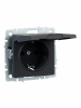 BRITE Розетка с заземлением с защитными шторками и крышкой 16А IP20 РСбш10-3-БрГ графит IEK BR-R16-16-K53