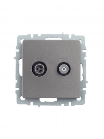 BRITE Розетка двойная TV+SAT РТВ/РСп12-БрС сталь IEK BR-AF20-O-K46