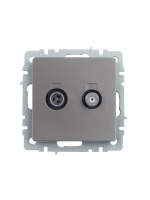 BRITE Розетка двойная TV+SAT РТВ/РСп12-БрС сталь IEK BR-AF20-O-K46