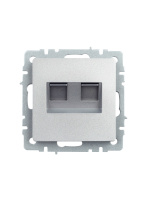 BRITE Розетка двойная RJ11+RJ45 кат.5E РК/Т12-БрА алюминий IEK BR-KT20-O-1-K47