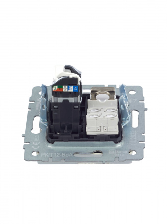 BRITE Розетка двойная RJ11+RJ45 кат.5E РК/Т12-БрА алюминий IEK BR-KT20-O-1-K47