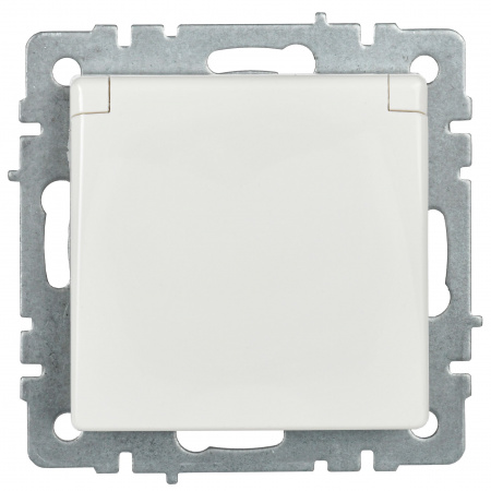 BRITE Розетка с заземлением с защитными шторками и крышкой 16А IP20 РСбш10-3-БрБ белый IEK BR-R16-16-K01