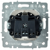 BRITE Розетка с заземлением с защитными шторками и крышкой 16А IP20 РСбш10-3-БрБ белый IEK BR-R16-16-K01