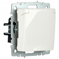 BRITE Розетка с заземлением с защитными шторками и крышкой 16А IP20 РСбш10-3-БрБ белый IEK BR-R16-16-K01