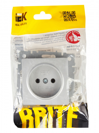 BRITE Розетка без заземления без защитных шторок 10А РС10-1-0-БрА алюминий IEK BR-R10-10-K47