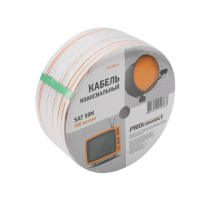 Кабель коаксиальный PROconnect SAT 50 M, Cu/Al/Cu, 64%,75 Ом,бухта 100 м,белый REXANT 01-2401-6