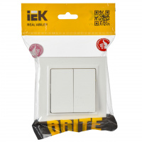 BRITE Выключатель двухклавишный 10А в сборе ВСР10-2-0-БрБ белый IEK BR-V20-0-10-K01-F
