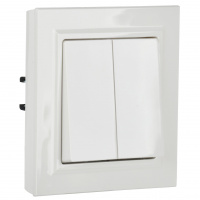 BRITE Выключатель двухклавишный 10А в сборе ВСР10-2-0-БрБ белый IEK BR-V20-0-10-K01-F