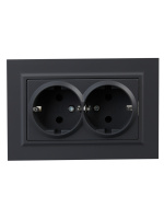 BRITE Розетка двойная с заземлением без защитных шторок 16А в сборе РС12-3-БрГ графит IEK BR-R21-16-K53-F