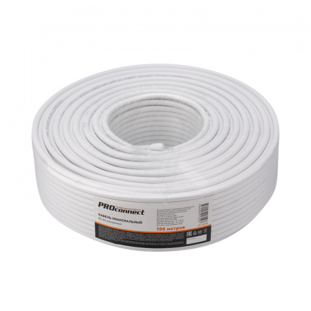 Кабель коаксиальный PROconnect RG-6U 75 Ом CCS/A  l/Al 48% бухта 100м белый REXANT 01-2205