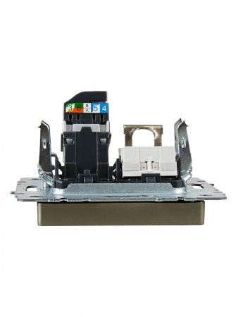 BRITE Розетка двойная RJ11+RJ45 кат.5E РК/Т12-БрШ шампань IEK BR-KT20-O-1-K37