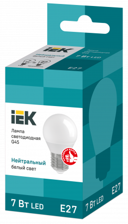 Лампа светодиодная G45 шар 7Вт 230В 4000К E27 IEK LLE-G45-7-230-40-E27