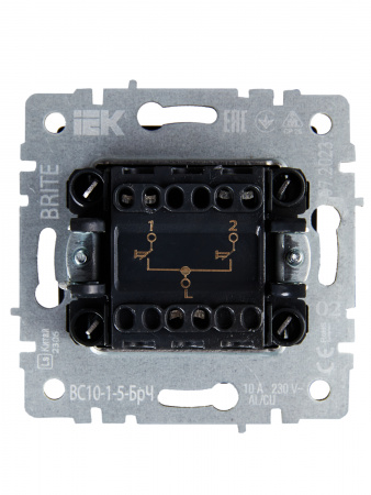 BRITE Выключатель жалюзи 10А ВС10-1-5-БрЧ черный IEK BR-V15-0-10-K02