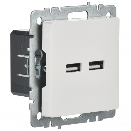 BRITE Розетка USB A+A 5В 3.1А РЮ10-1-БрБ белый IEK BR-U21-D31-K01