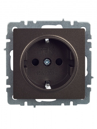 BRITE Розетка с заземлением с защитными шторками 16А РС14-1-0-БрТБ темная бронза IEK BR-R14-16-K45