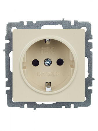 BRITE Розетка с заземлением с защитными шторками 16А РС14-1-0-БрКр бежевый IEK BR-R14-16-K10