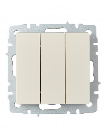 BRITE Выключатель трехклавишный 10А ВС10-3-0-БрКр бежевый IEK BR-V30-0-10-K10