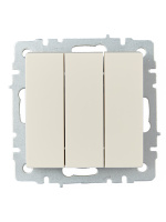 BRITE Выключатель трехклавишный 10А ВС10-3-0-БрКр бежевый IEK BR-V30-0-10-K10