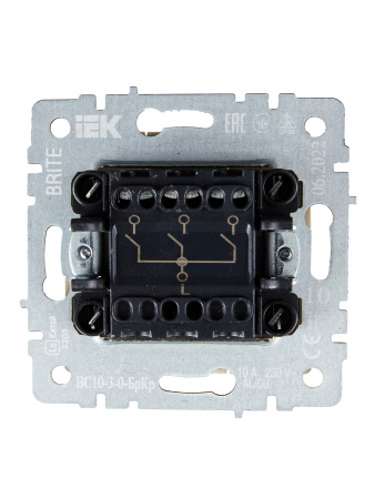 BRITE Выключатель трехклавишный 10А ВС10-3-0-БрКр бежевый IEK BR-V30-0-10-K10