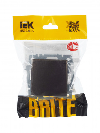 BRITE Розетка с заземлением с защитными шторками и крышкой 16А IP20 РСбш10-3-БрТБ темная бронза IEK BR-R16-16-K45