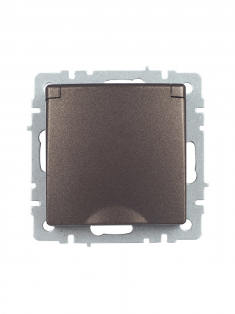 BRITE Розетка с заземлением с защитными шторками и крышкой 16А IP20 РСбш10-3-БрТБ темная бронза IEK BR-R16-16-K45