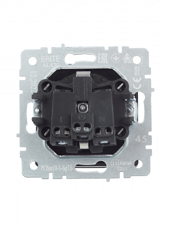 BRITE Розетка с заземлением с защитными шторками и крышкой 16А IP20 РСбш10-3-БрТБ темная бронза IEK BR-R16-16-K45