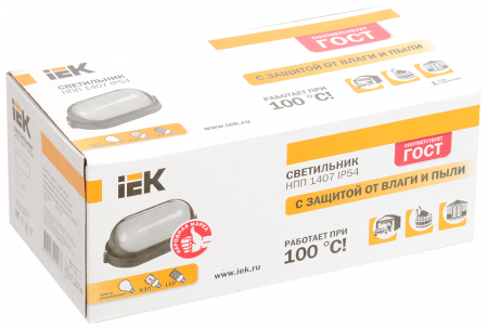 Светильник НПП1407 белый/овал ресничка 60Вт IP54 IEK LNPP0-1407-1-060-K01