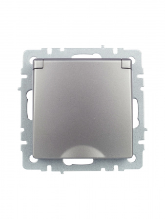 BRITE Розетка с заземлением с защитными шторками и крышкой 16А IP20 РСбш10-3-БрС сталь IEK BR-R16-16-K46