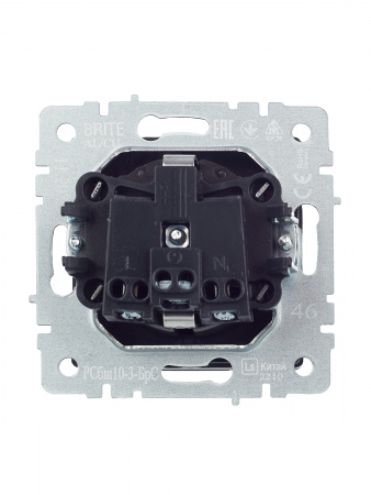 BRITE Розетка с заземлением с защитными шторками и крышкой 16А IP20 РСбш10-3-БрС сталь IEK BR-R16-16-K46