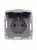 BRITE Розетка с заземлением с защитными шторками и крышкой 16А IP20 РСбш10-3-БрС сталь IEK BR-R16-16-K46