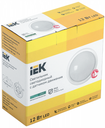 LDPO1-5032D-12-4000-K01 Светильник светодиодный ДПО 5032Д 12Вт 4000K IP65 круг белый с микроволновым датчиком движения IEK 