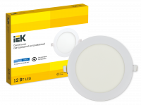 Светильник светодиодный встраиваемый ДВО 1606 белый круг LED 12Вт 6500 IP20 IEK LDVO0-1606-1-12-6500-K01