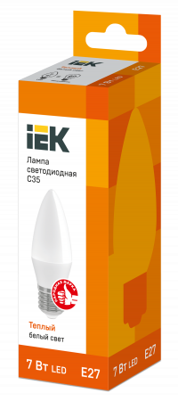 Лампа светодиодная C35 свеча 7Вт 230В 3000К E27 IEK LLE-C35-7-230-30-E27