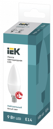 Лампа светодиодная C35 свеча 9Вт 230В 4000К E27 IEK LLE-C35-9-230-40-E27