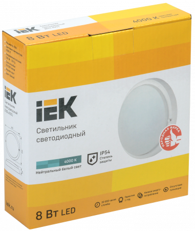 Светильник светодиодный ДПО 4001 8Вт IP54 4000K круг белый пластик IEK LDPO0-4001-8-4000-K01