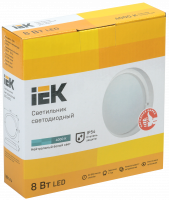 Светильник светодиодный ДПО 4001 8Вт IP54 4000K круг белый пластик IEK LDPO0-4001-8-4000-K01