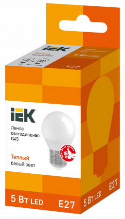 Лампа светодиодная G45 шар 5Вт 230В 3000К E27 IEK LLE-G45-5-230-30-E27