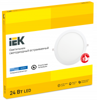Светильник светодиодный встраиваемый ДВО 1610 белый круг LED 24Вт 6500 IP20 IEK LDVO0-1610-1-24-6500-K01