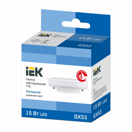 Лампа светодиодная T75 таблетка 15Вт 230В 6500К GX53 IEK LLE-T80-15-230-65-GX53