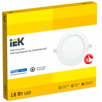 Светильник светодиодный встраиваемый ДВО 1608 белый круг LED 18Вт 6500 IP20 IEK LDVO0-1608-1-18-6500-K01