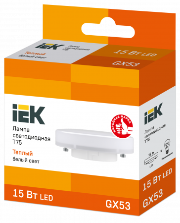 Лампа светодиодная T75 таблетка 15Вт 230В 3000К GX53 IEK LLE-T80-15-230-30-GX53