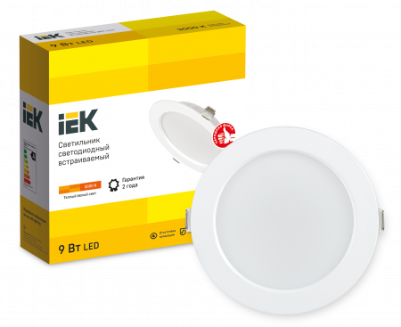 Светильник светодиодный встраиваемый ДВО 1612 белый круг 9Вт 3000К IP20 IEK LDVO0-1612-09-3000-K01